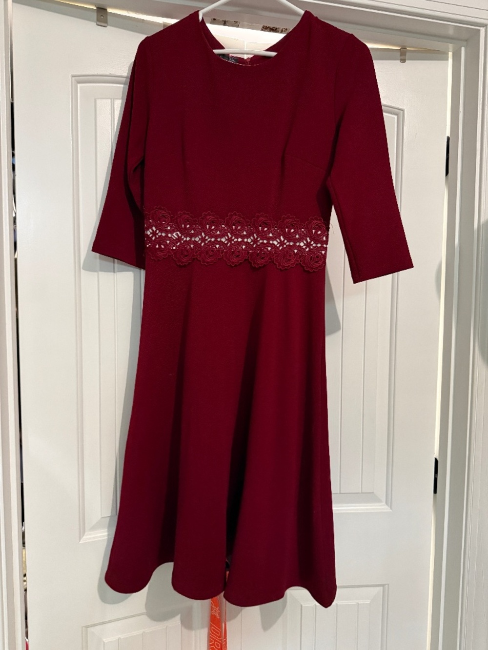 HOMEYEE Burgundy Fit & Flare Cocktail Dress – Size Large